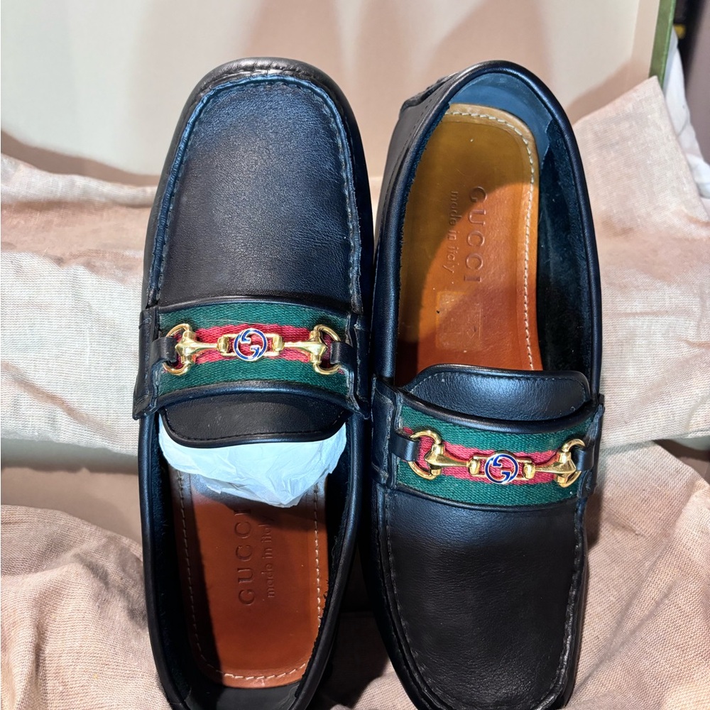 Gucci Black Leather Slip-On Loafers/Driver